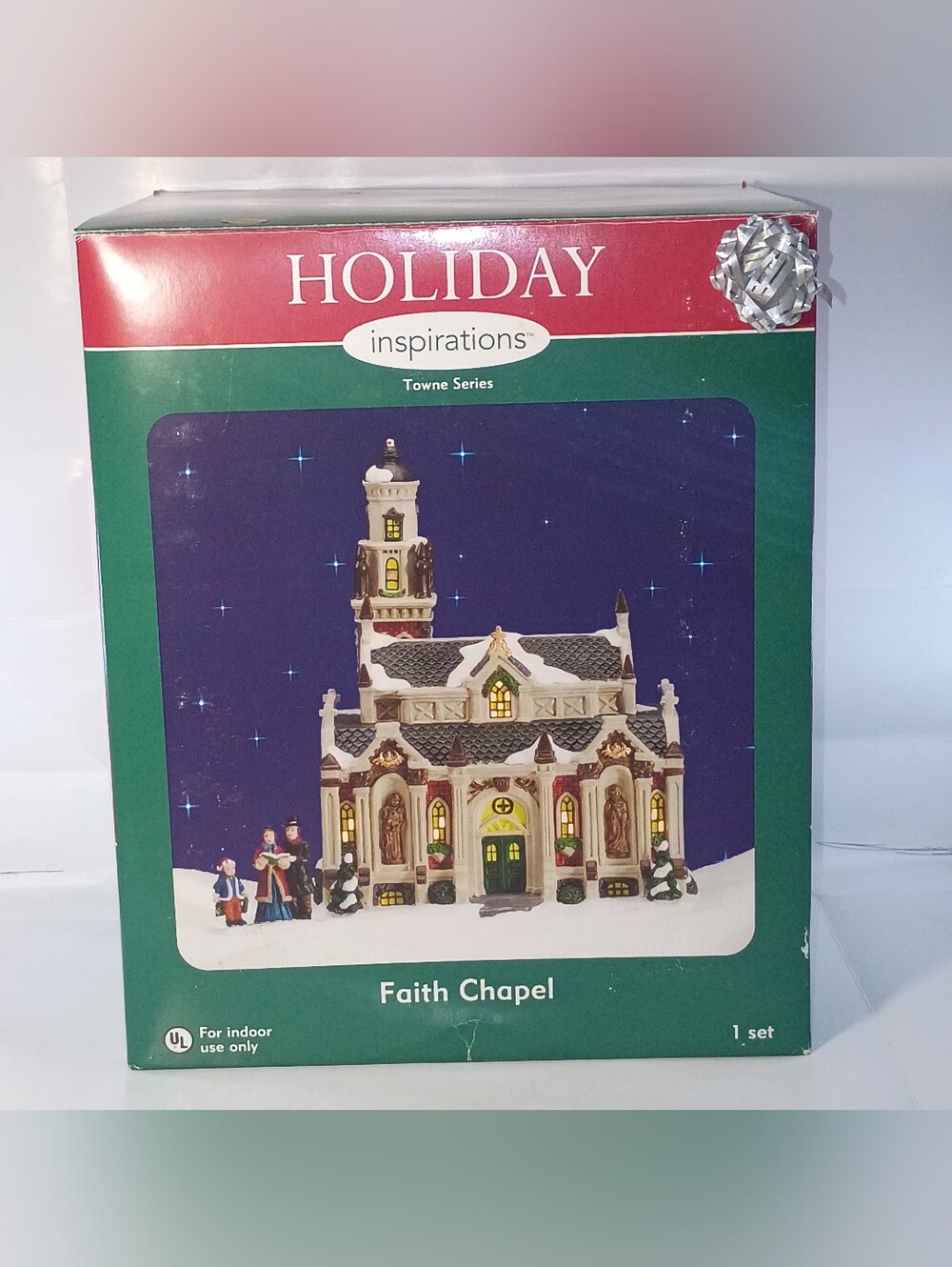 Holiday Inspirations Towne Series “Faith Chapel” Porcelain Lighted Xmas Village